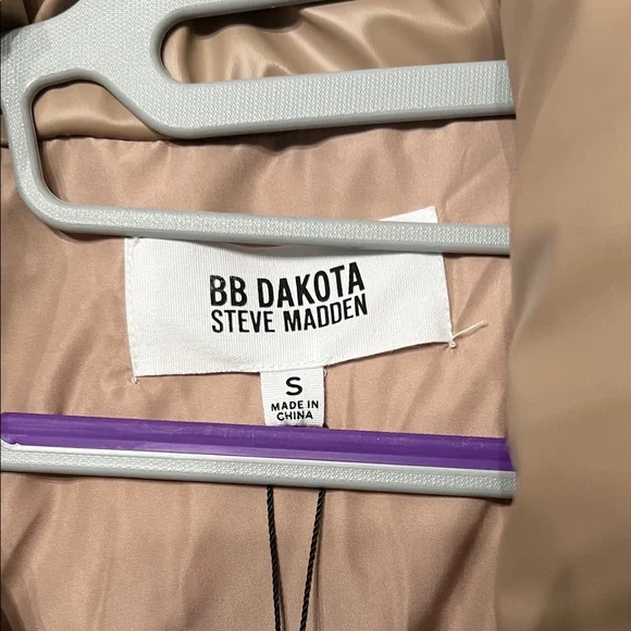 Steve Madden Taupe Faux-Leather Quilted Puffer Jacket - Picture 2 of 5